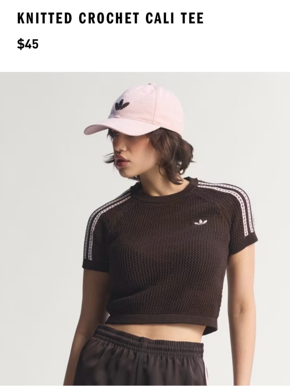 adidas Brown Crochet Cali Tee